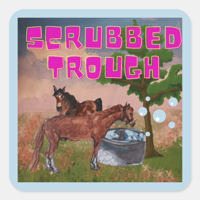 JAMIE AND POPPY SCRUBBED TROUGH   SQUARE STICKER (Front)