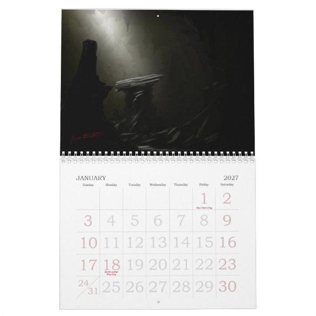 Jamie Baxter concept Calendar (Jan 2027)