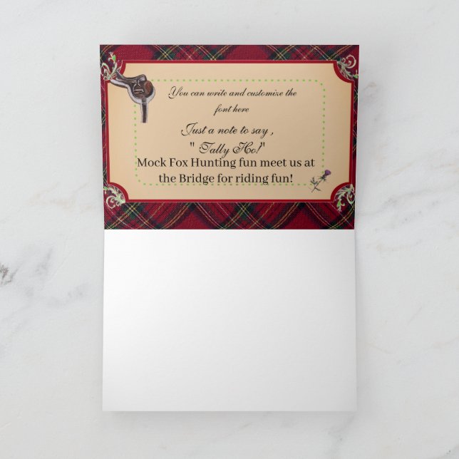 jamie & poppy tartan hunt note card (Inside)