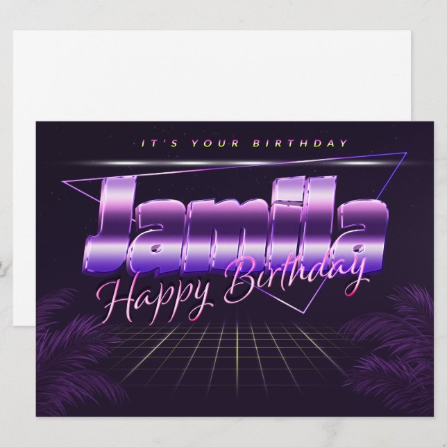 Jamila name first name lila retro card birthday (Front/Back)
