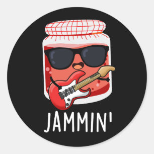 Jammin Funny Rocker Jam Pun  Classic Round Sticker
