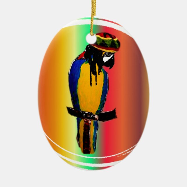 JAMMIN PARROT CERAMIC TREE DECORATION (Front)