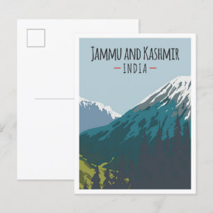 Jammu and Kashmir Art Vintage Travel Illustration Postcard