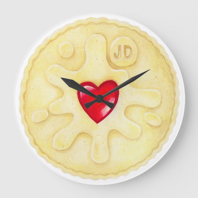 Jammy Dodger Biscuit Illustration Wall Clock (Front)