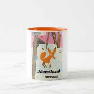 Jämtland Sweden vintage travel poster Two-Tone Coffee Mug