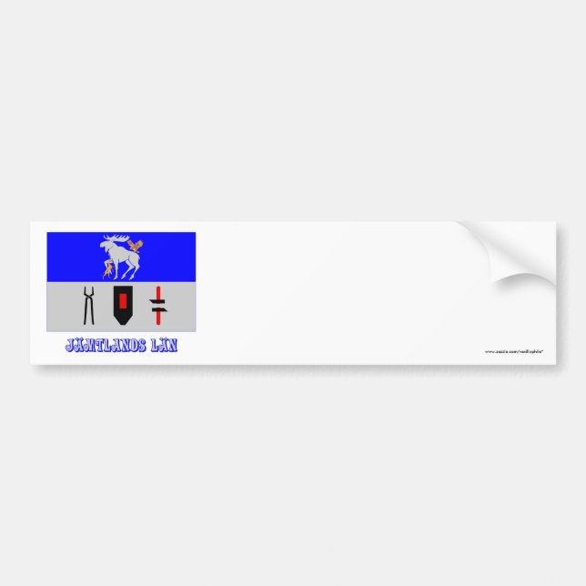 Jämtlands län flag with name bumper sticker (Front)