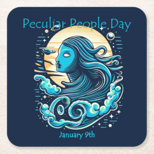 Jan 10th - Peculiar People Day Square Paper Coaster