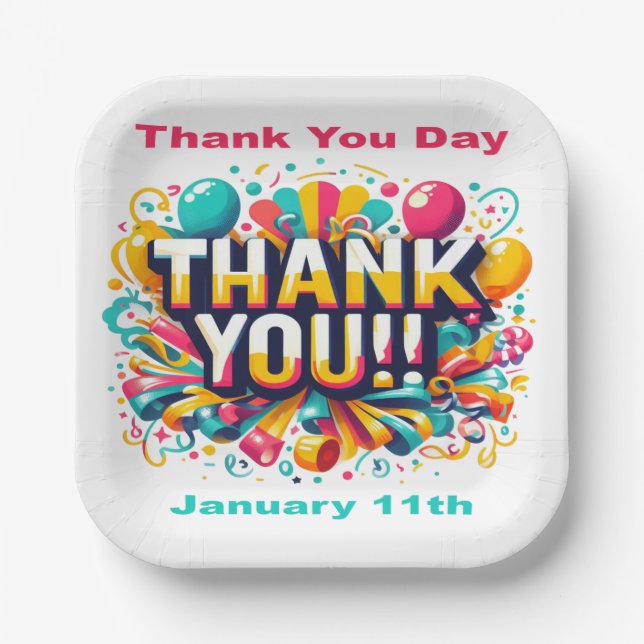 Jan 11th - Thank You Day Paper Plate (Front)