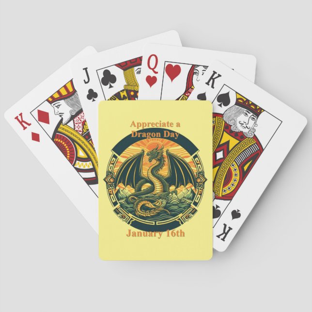 Jan 16th - Appreciate A Dragon Day Playing Cards (Back)