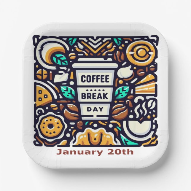Jan 20th - Coffee Break Day Paper Plate (Front)