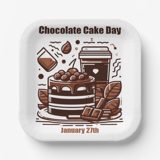 Jan 27th - Chocolate Cake Day Paper Plate (Front)