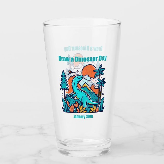 Jan 30th - Draw a Dinosaur Day Glass (Front)