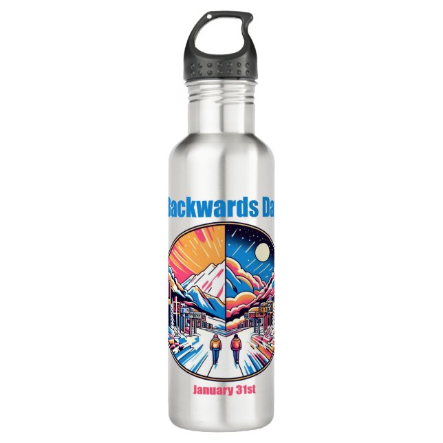 Jan 31st - Backwards Day 710 Ml Water Bottle (Front)