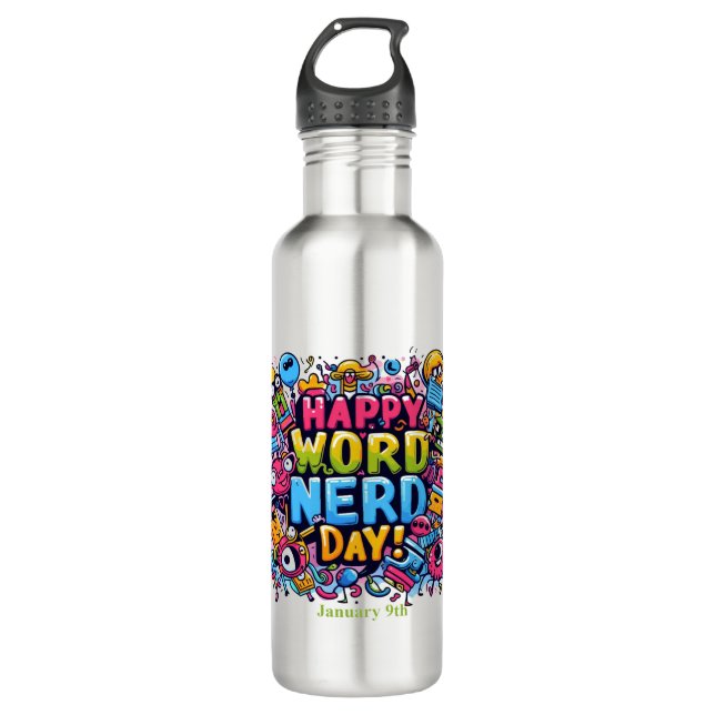 Jan 9th - Word Nerd Day 710 Ml Water Bottle (Front)