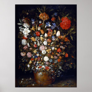 Jan Brueghel the Elder Flowers in a Wooden Vessel Poster