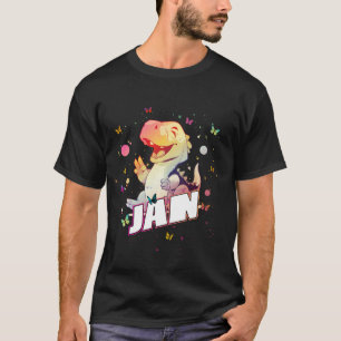JAN - Cute Boy Name with cute Dinosaur T-Shirt