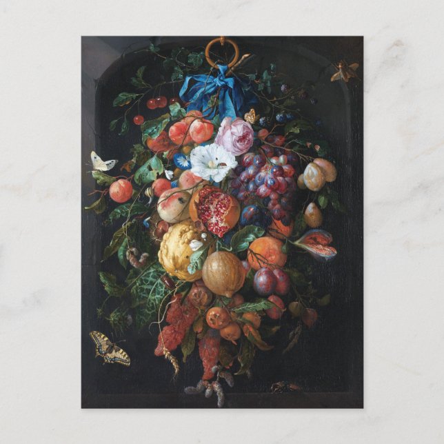 Jan Davidsz de Heem, Festoon of Fruit and Flowers Postcard (Front)