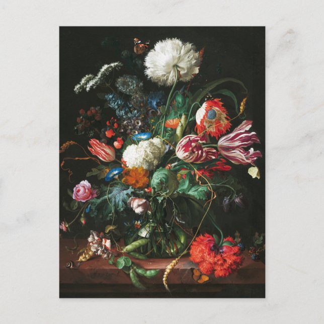 Jan Davidsz de Heem,  Vase of Flowers, 1660 Postcard (Front)
