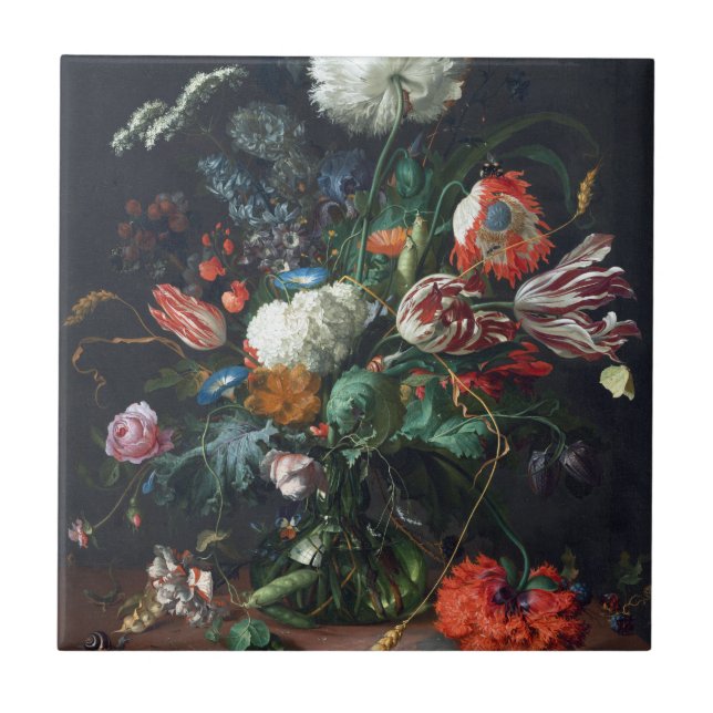 Jan Davidsz de Heem Vase of Flowers Ceramic Tile (Front)
