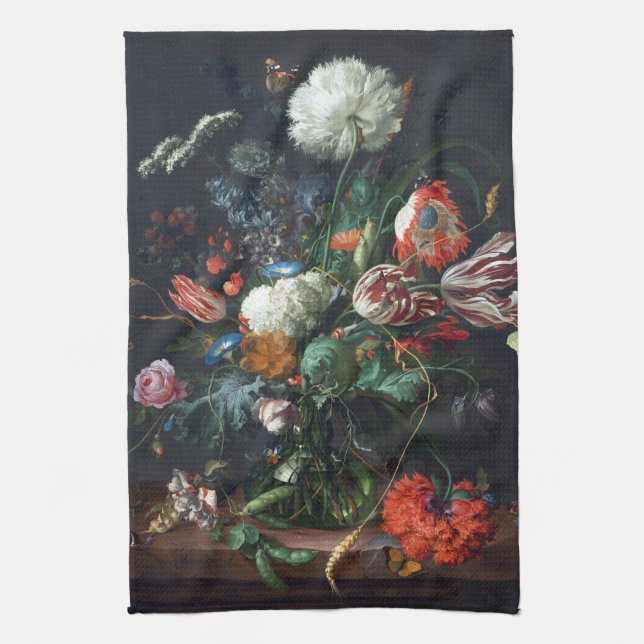 Jan Davidsz de Heem Vase of Flowers Tea Towel (Vertical)