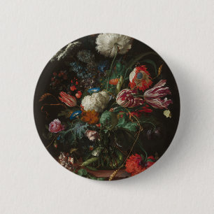 Jan Davidsz de Heem's Vase of Flowers 6 Cm Round Badge