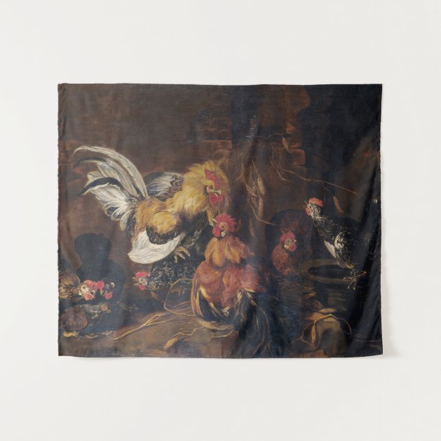 Jan Fyt  Cockfight Tapestry (Front (Horizontal))