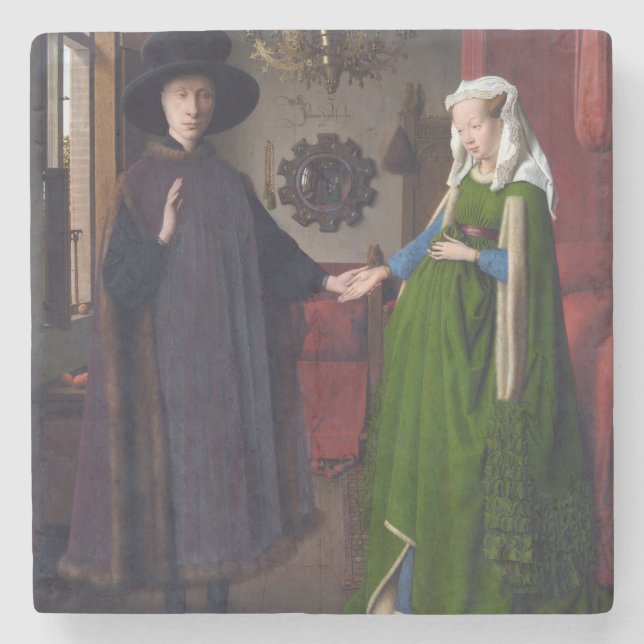 JAN VAN EYCK- Arnolfini Portrait 1434 Stone Coaster (Front)