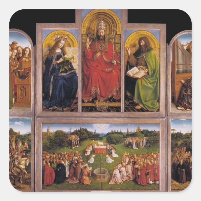 Jan van Eyck- The Ghent Altarpiece Square Sticker (Front)