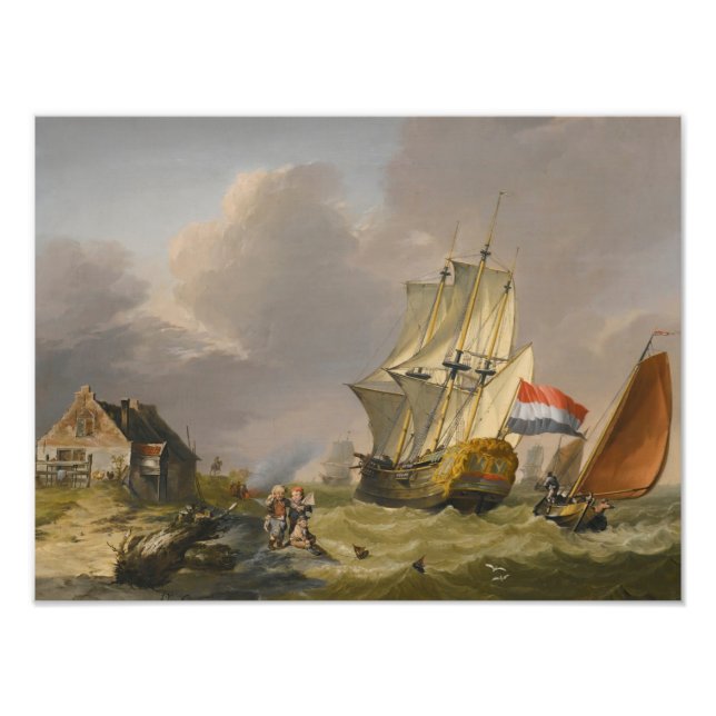 Jan van Os - Shipping In A Storm Off The Coast Photo Print (Front)