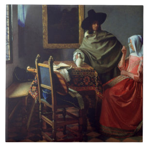 Jan Vermeer - The Glass of Wine Ceramic Tile
