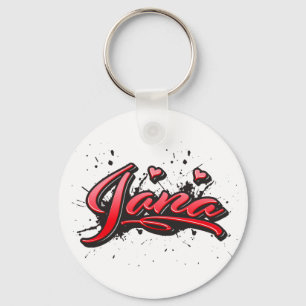 Jana red Heart Graffiti Key Ring