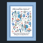 Jane Austen art Poster<br><div class="desc">This Jane Austen poster is filled with Jane's favourite pastimes, possessions such as jewelery seen in her Chawton home in Hampshire, England and Regency sewing notions that she used to sew, trim bonnets and mend. The Amber crosses were brought back from overseas by Jane's brother. What would Jane do? She...</div>