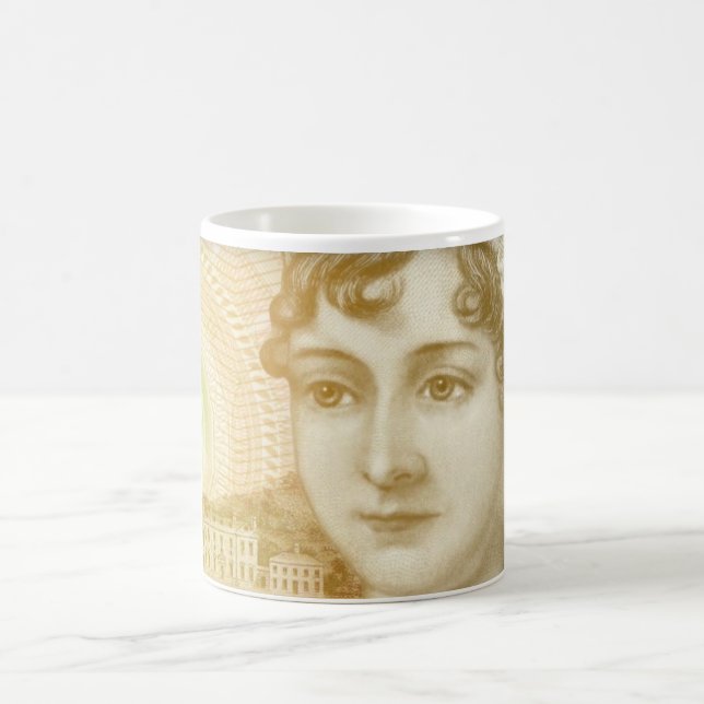 Jane Austen, bank note, book lovers Coffee Mug (Center)