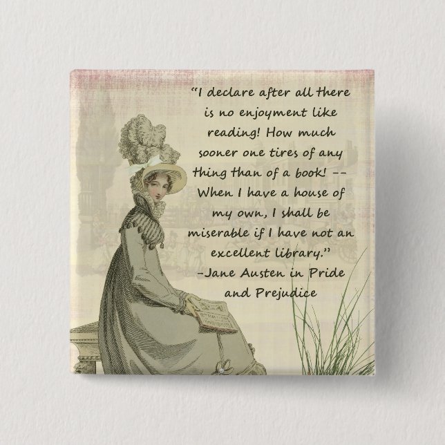 Jane Austen Book Lovers 15 Cm Square Badge (Front)