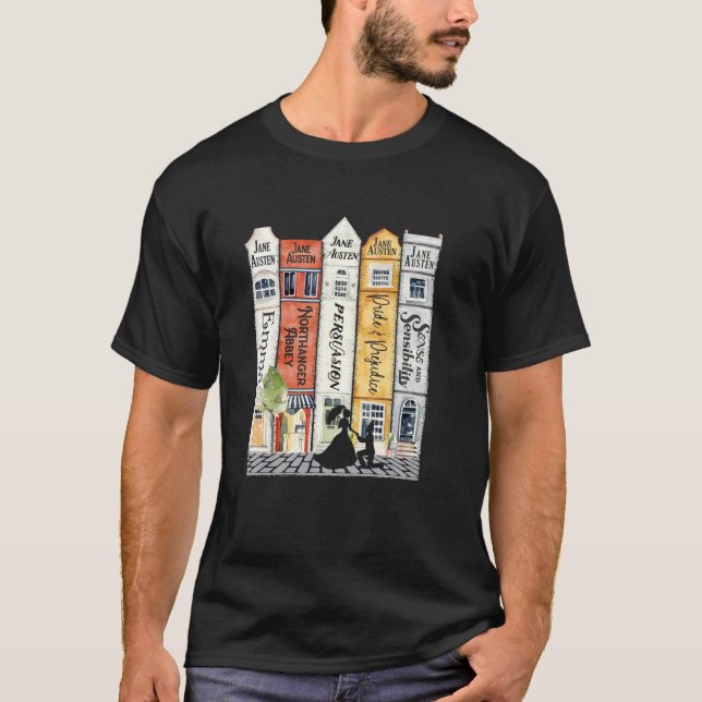 Jane Austen Books Street Romance Reader Bookish Ja T-Shirt (Front)