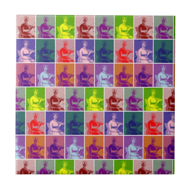Jane Austen Colourful Pop Art  Ceramic Tile (Front)