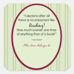 Jane Austen Customised Bookplate Square Sticker