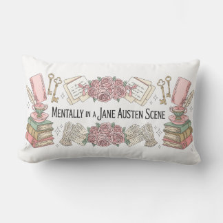 Jane Austen Cute Pillow, Readers Gift, Book Lover Lumbar Cushion