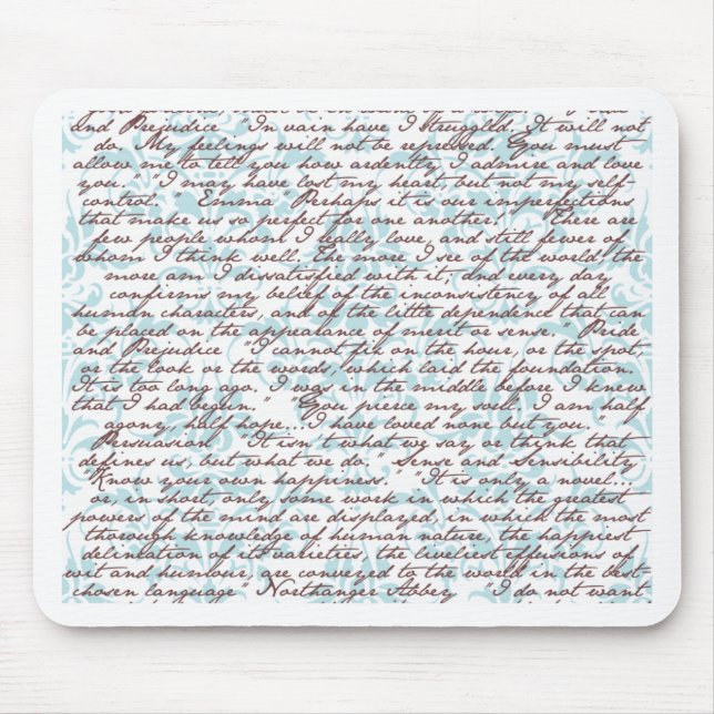 Jane Austen Damask Mouse Pad (Front)