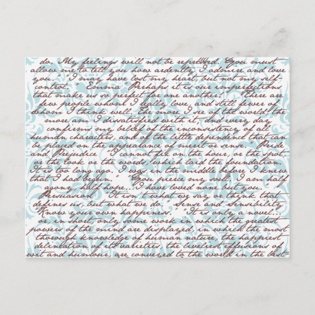 Jane Austen Damask Postcard (Front)