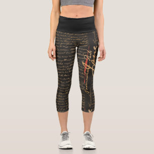 Jane Austen Handwriting Capri Leggings