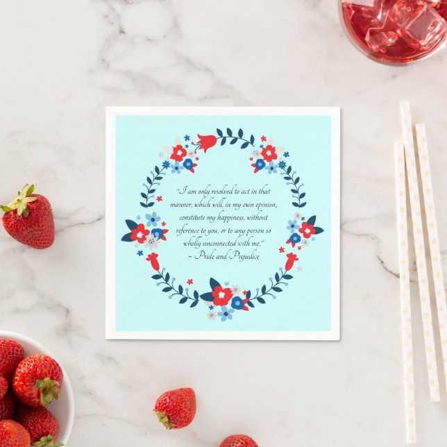 Jane Austen Happiness Quote, Pride and Prejudice Napkin (Insitu)