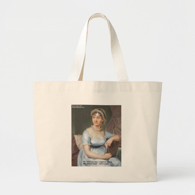 Jane Austen Loved U Less Quote On Gifts & Cards Large Tote Bag (Front)