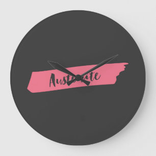 Jane Austen Modern Pink Brush Austenite Large Clock
