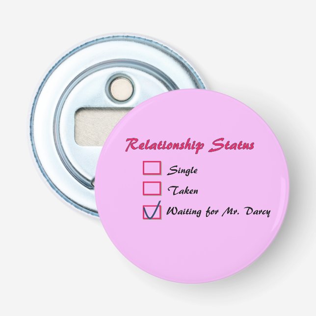 Jane Austen Mr. Darcy Button Bottle Opener (Front)