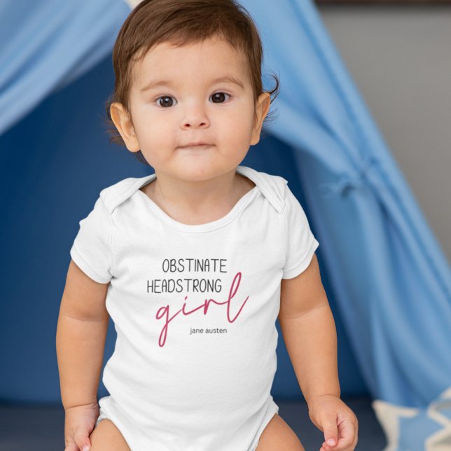 Jane Austen Obstinate Girl Quote Baby Bodysuit (Creator Uploaded)