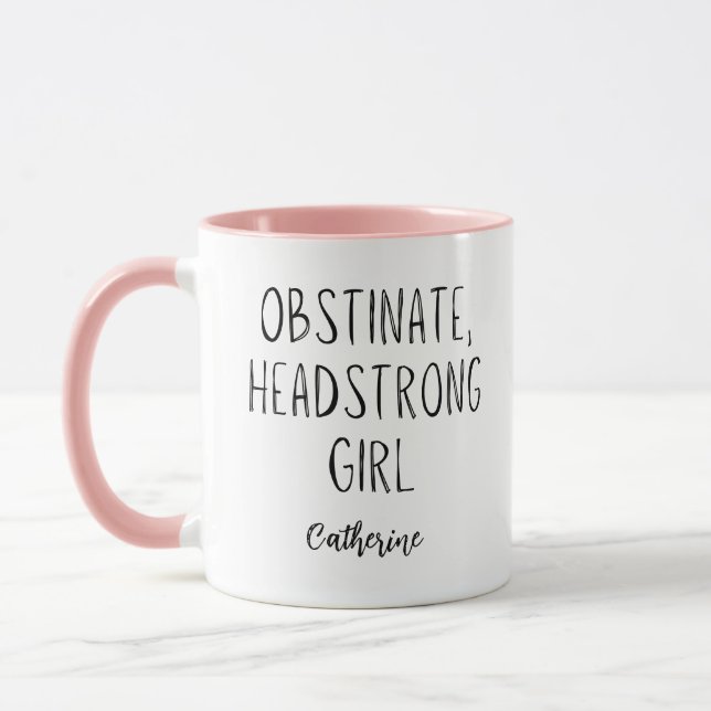Jane Austen Obstinate Headstrong Girl Personalised Mug (Left)