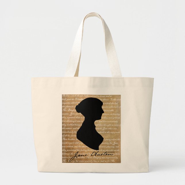 Jane Austen Page Silhouette Large Tote Bag (Front)