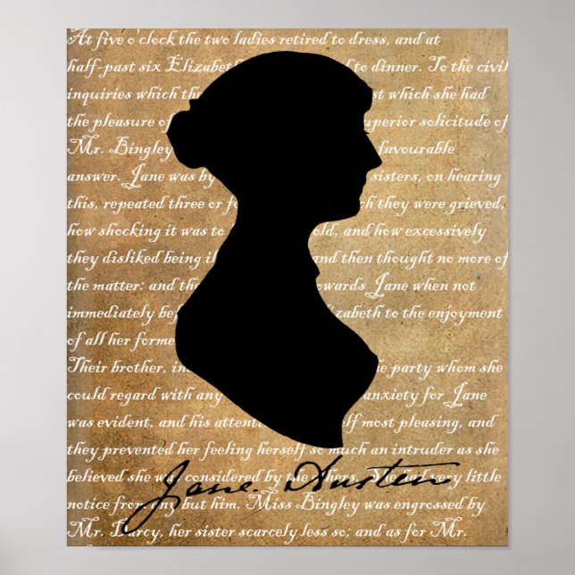 Jane Austen Page Silhouette Poster (Front)