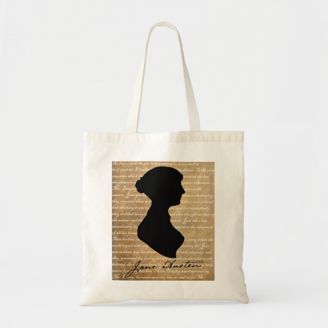 Jane Austen Page Silhouette Tote Bag (Front)
